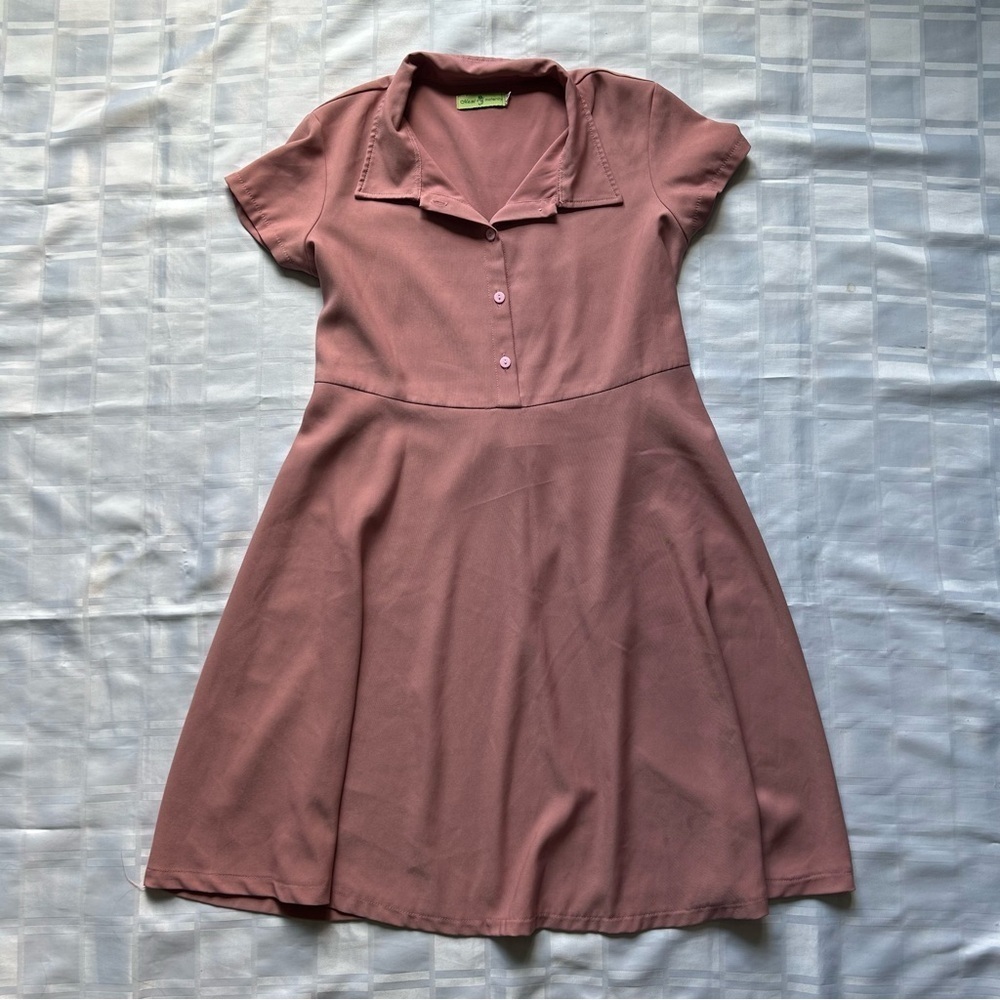 Mami Maternity Pink Collared T-shirt Dress with Lace Back Detail